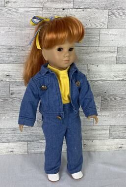 Gotz 18” Redhead Girl Doll Pat By Karin Heller1992 Blue Denim Yellow Outfit